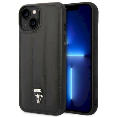 Originalus dėklas Karl Lagerfeld KLHCP14MPSQPK iPhone 14 Plus 6,7" hardcase  Juodas Puffy Ikonik Pin