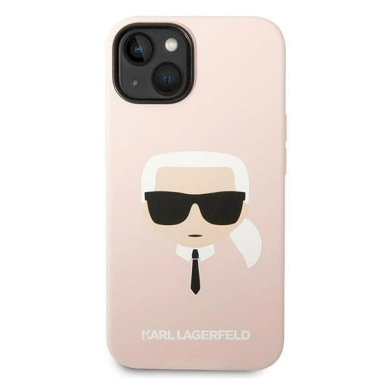 Originalus dėklas Karl Lagerfeld KLHCP14MSLKHLP iPhone 14 Plus 6.7 "hardcase rožinis / rožinis Silicone Karl's Head 2