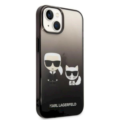 Originalus dėklas Karl Lagerfeld KLHCP14MTGKCK iPhone 14 Plus 6,7 hardcase Juodas Gradient Ikonik Karl &amp  Choupette 3