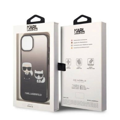 Originalus dėklas Karl Lagerfeld KLHCP14MTGKCK iPhone 14 Plus 6,7 hardcase Juodas Gradient Ikonik Karl &amp  Choupette 7