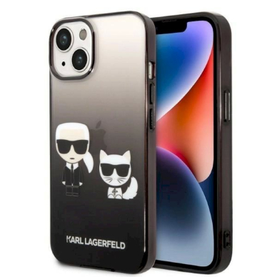 Originalus dėklas Karl Lagerfeld KLHCP14MTGKCK iPhone 14 Plus 6,7 hardcase Juodas Gradient Ikonik Karl &amp  Choupette