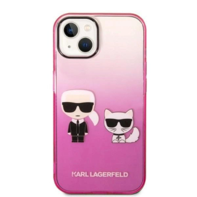 Originalus dėklas Karl Lagerfeld KLHCP14MTGKCP iPhone 14 Plus 6,7" hardcase /rožinis Gradient Ikonik Karl & Choupette 2