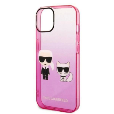 Originalus dėklas Karl Lagerfeld KLHCP14MTGKCP iPhone 14 Plus 6,7" hardcase /rožinis Gradient Ikonik Karl & Choupette 5