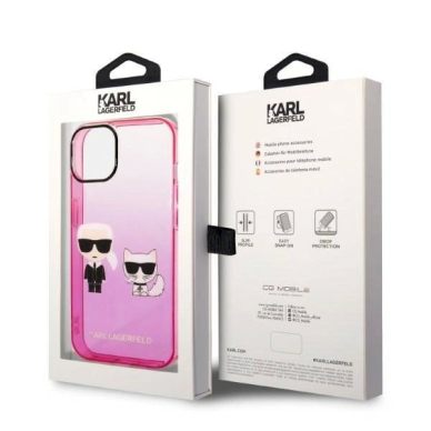 Originalus dėklas Karl Lagerfeld KLHCP14MTGKCP iPhone 14 Plus 6,7" hardcase /rožinis Gradient Ikonik Karl & Choupette 7