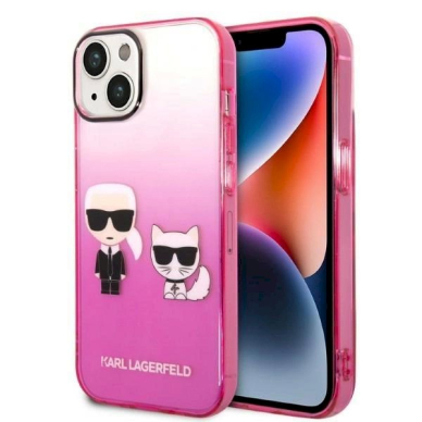 Originalus dėklas Karl Lagerfeld KLHCP14MTGKCP iPhone 14 Plus 6,7" hardcase /rožinis Gradient Ikonik Karl & Choupette