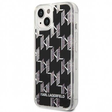 Originalus dėklas Karl Lagerfeld KLHCP14SLMNMK iPhone 14 6.1 hardcase Juodas Liquid Glitter Monogram 1