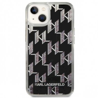 Originalus dėklas Karl Lagerfeld KLHCP14SLMNMK iPhone 14 6.1 hardcase Juodas Liquid Glitter Monogram 2