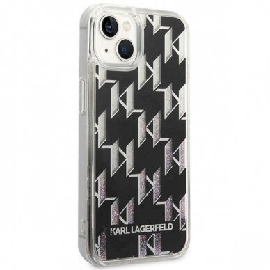 Originalus dėklas Karl Lagerfeld KLHCP14SLMNMK iPhone 14 6.1 hardcase Juodas Liquid Glitter Monogram 3