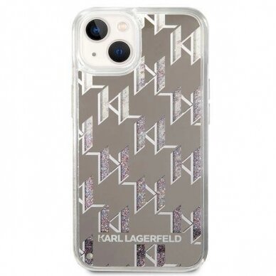 Originalus dėklas Karl Lagerfeld KLHCP14SLMNMS iPhone 14 6.1 hardcase silver / silver Liquid Glitter Monogram 2