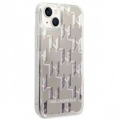 Originalus dėklas Karl Lagerfeld KLHCP14SLMNMS iPhone 14 6.1 hardcase silver / silver Liquid Glitter Monogram 3