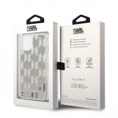 Originalus dėklas Karl Lagerfeld KLHCP14SLMNMS iPhone 14 6.1 hardcase silver / silver Liquid Glitter Monogram 7