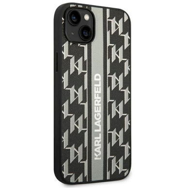 Originalus dėklas Karl Lagerfeld KLHCP14SPGKLSKG iPhone 14 6.1 hardcase pilkos spalvos / pilkos spalvos Monogram Stripe 3