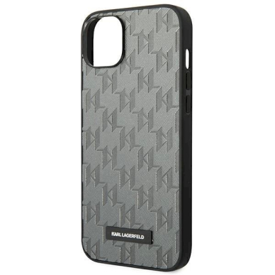 Originalus dėklas Karl Lagerfeld KLHCP14SSAKLHPG iPhone 14 6.1 hardcase pilkos spalvos / pilkos spalvos Saffiano Mono Metal Logo 5