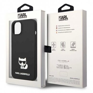 Originalus dėklas Karl Lagerfeld KLHCP14SSLCTBK iPhone 14 6.1 hardcase Juodas Silicone Choupette Body 7