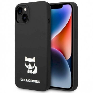 Originalus dėklas Karl Lagerfeld KLHCP14SSLCTBK iPhone 14 6.1 hardcase Juodas Silicone Choupette Body