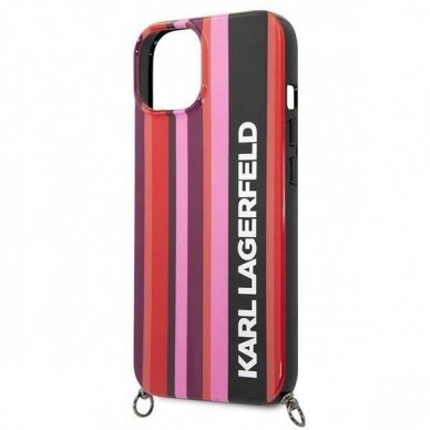 Originalus dėklas Karl Lagerfeld KLHCP14SSTSTP iPhone 14 6.1 hardcase rožinis / rožinis Color Stripes Strap 4