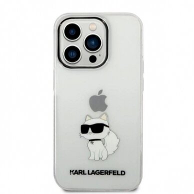 Originalus dėklas Karl Lagerfeld KLHCP14XHNCHTCT iPhone 14 Pro Max 6.7  Permatomas hardcase Ikonik Choupette 2