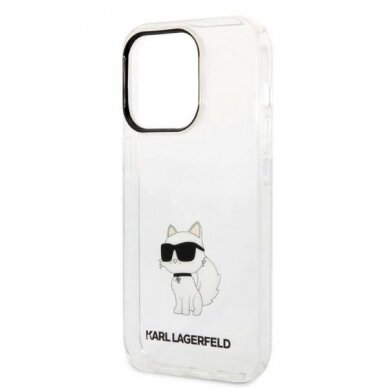 Originalus dėklas Karl Lagerfeld KLHCP14XHNCHTCT iPhone 14 Pro Max 6.7  Permatomas hardcase Ikonik Choupette 5