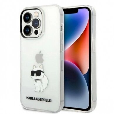 Originalus dėklas Karl Lagerfeld KLHCP14XHNCHTCT iPhone 14 Pro Max 6.7  Permatomas hardcase Ikonik Choupette