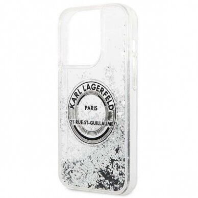 Originalus dėklas Karl Lagerfeld KLHCP14XLCRSGRS iPhone 14 Pro Max 6.7 " sidabrinis hardcase Liquid Glitter RSG 5