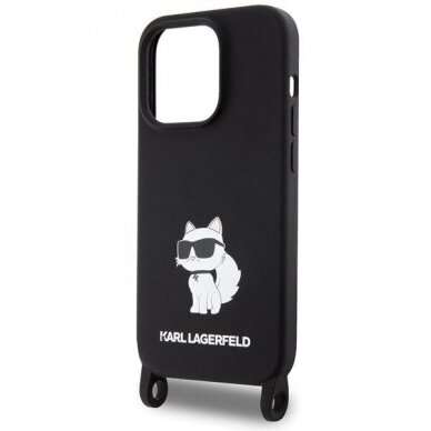 Originalus dėklas Karl Lagerfeld KLHCP15SSCBSCNK iPhone 15 6.1  hardcase Juodas Crossbody Silicone Choupette 5