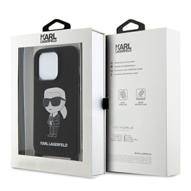 Originalus dėklas Karl Lagerfeld KLHCP15SSCBSKNK iPhone 15 6.1  hardcase Juodas Crossbody Silicone Ikonik 1