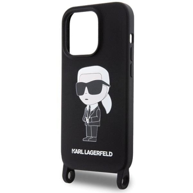 Originalus dėklas Karl Lagerfeld KLHCP15SSCBSKNK iPhone 15 6.1  hardcase Juodas Crossbody Silicone Ikonik 4