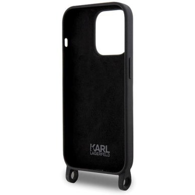 Originalus dėklas Karl Lagerfeld KLHCP15SSCBSKNK iPhone 15 6.1  hardcase Juodas Crossbody Silicone Ikonik 5