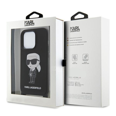 Originalus dėklas Karl Lagerfeld KLHCP15XSCBSKNK iPhone 15 Pro Max 6.7  hardcase Juodas Crossbody Silicone Ikonik 6