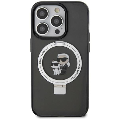 Originalus dėklas Karl Lagerfeld KLHMP13LHMRSKCK iPhone 13 Pro 6.1  Juodas hardcase Ring Stand Karl&amp Choupette MagSafe 6