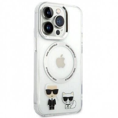 Originalus dėklas Karl Lagerfeld KLHMP14LHKCT iPhone 14 Pro 6.1 hardcase Permatomas / Permatomas Karl &amp  Choupette Aluminum Magsafe 3