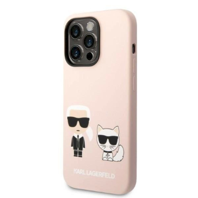 Originalus dėklas Karl Lagerfeld KLHMP14LSSKCI iPhone 14 Pro 6.1 hardcase light rožinis / light rožinis Silicone Karl &amp  Choupette Magsafe 1