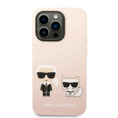 Originalus dėklas Karl Lagerfeld KLHMP14LSSKCI iPhone 14 Pro 6.1 hardcase light rožinis / light rožinis Silicone Karl &amp  Choupette Magsafe 2