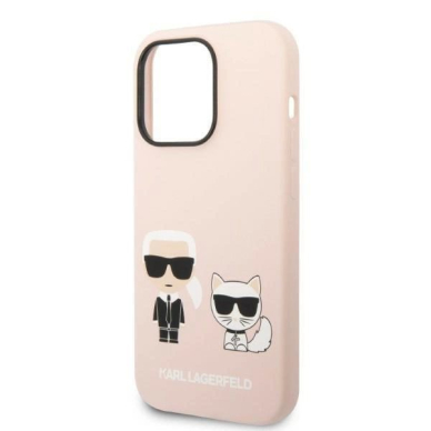 Originalus dėklas Karl Lagerfeld KLHMP14LSSKCI iPhone 14 Pro 6.1 hardcase light rožinis / light rožinis Silicone Karl &amp  Choupette Magsafe 5