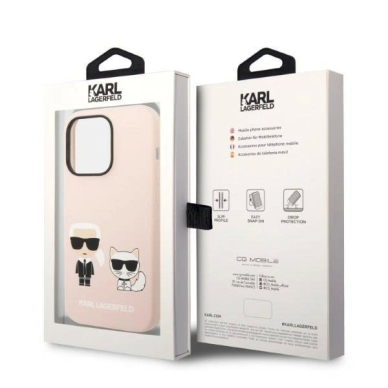 Originalus dėklas Karl Lagerfeld KLHMP14LSSKCI iPhone 14 Pro 6.1 hardcase light rožinis / light rožinis Silicone Karl &amp  Choupette Magsafe 7