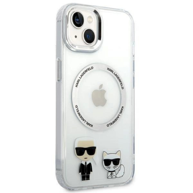 Originalus dėklas Karl Lagerfeld KLHMP14MHKCT iPhone 14 Plus 6.7 hardcase Permatomas / Permatomas Karl &amp  Choupette Aluminum Magsafe 3