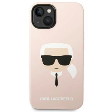 Originalus dėklas Karl Lagerfeld KLHMP14MSLKHLP iPhone 14 Plus 6,7" hardcase jasno/light rožinis Silicone Karl`s Head Magsafe 2