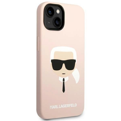 Originalus dėklas Karl Lagerfeld KLHMP14MSLKHLP iPhone 14 Plus 6,7" hardcase jasno/light rožinis Silicone Karl`s Head Magsafe 3