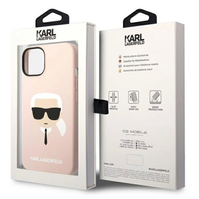 Originalus dėklas Karl Lagerfeld KLHMP14MSLKHLP iPhone 14 Plus 6,7" hardcase jasno/light rožinis Silicone Karl`s Head Magsafe 7