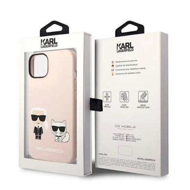 Originalus dėklas Karl Lagerfeld KLHMP14MSSKCI iPhone 14 Plus 6.7 hardcase light rožinis / light rožinis Silicone Karl &amp  Choupette Magsafe 7