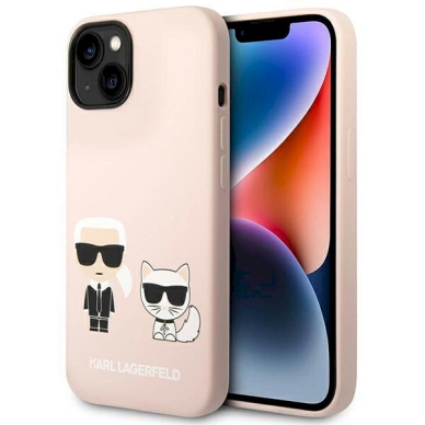 Originalus dėklas Karl Lagerfeld KLHMP14MSSKCI iPhone 14 Plus 6.7 hardcase light rožinis / light rožinis Silicone Karl &amp  Choupette Magsafe