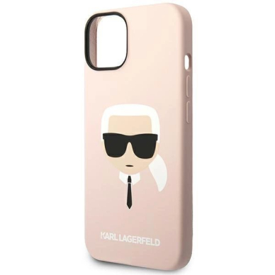 Originalus dėklas Karl Lagerfeld KLHMP14SSLKHLP iPhone 14 6.1 hardcase light rožinis / light rožinis Silicone Karl`s Head Magsafe 5