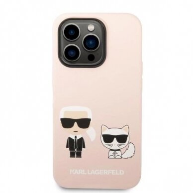 Originalus dėklas Karl Lagerfeld KLHMP14XSSKCI iPhone 14 Pro Max 6.7  hardcase light rožinis/light rožinis Silicone Karl &amp  Choupette Magsafe 2