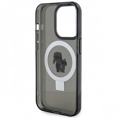 Originalus dėklas Karl Lagerfeld KLHMP15LHMRSKHK iPhone 15 Pro 6.1  Juodas hardcase Ring Stand Karl Head MagSafe 6