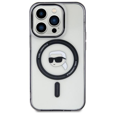 Originalus dėklas Karl Lagerfeld KLHMP15XHKHNOTK iPhone 15 Pro Max 6.7  Permatomas hardcase IML Karl`s Head MagSafe 2