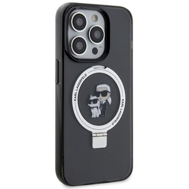 Originalus dėklas Karl Lagerfeld KLHMP15XHMRSKHK iPhone 15 Pro Max 6.7  Juodas hardcase Ring Stand Karl Head MagSafe 5