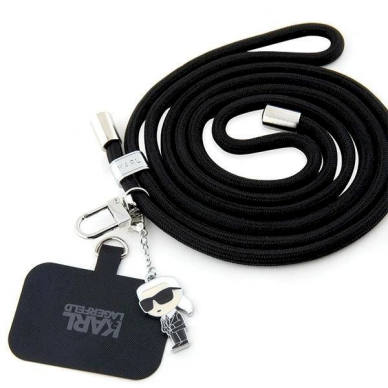 Originalus dėklas Karl Lagerfeld KLUCNMSCKIK Universal CBDY Cord case - Juodas