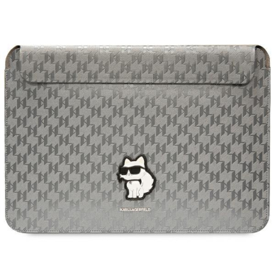 Originalus dėklas Karl Lagerfeld Saffiano Monogram Choupette KLCS14SAKHPCG 14  Laptop Case - Sidabrinis