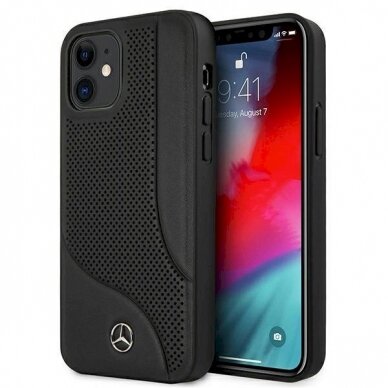 Originalus dėklas Mercedes MEHCP12SCDOBK iPhone 12 mini 5,4"  Juodas hardcase Leather Perforated Area