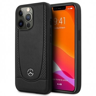 Originalus dėklas Mercedes MEHCP15LARMBK iPhone 15 Pro 6.1  Juodas hardcase Leather Urban